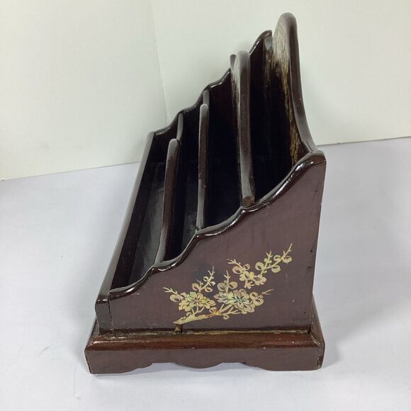 Oriental Lacquer Ware Letter Mail Desk Rack - Picture 5 of 9
